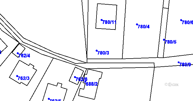 Parcela st. 780/3 v KÚ Křemže, Katastrální mapa
