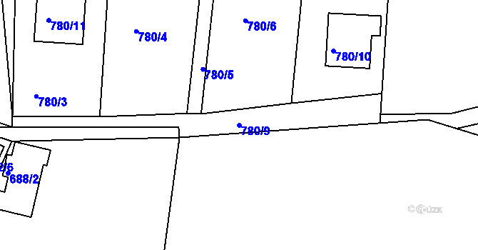 Parcela st. 780/9 v KÚ Křemže, Katastrální mapa