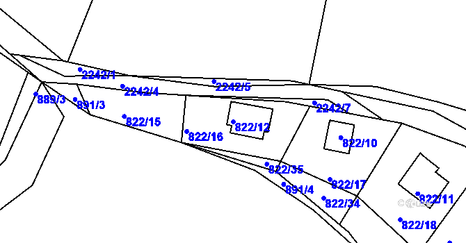 Parcela st. 822/12 v KÚ Křemže, Katastrální mapa