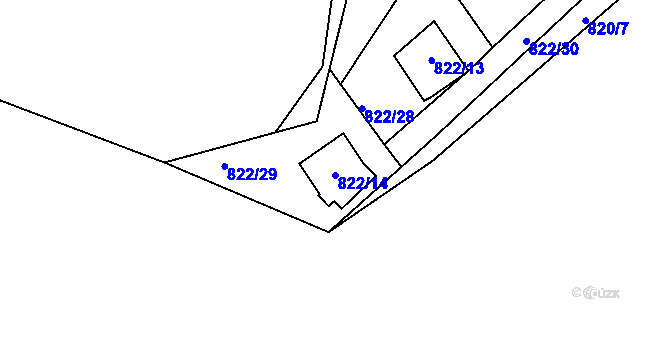 Parcela st. 822/14 v KÚ Křemže, Katastrální mapa
