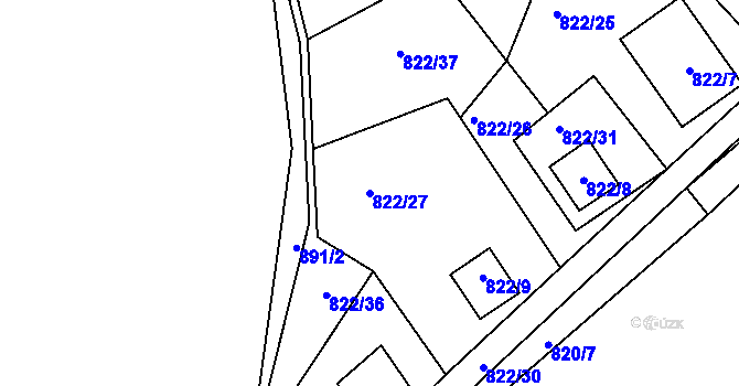 Parcela st. 822/27 v KÚ Křemže, Katastrální mapa