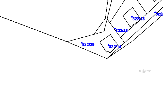 Parcela st. 822/29 v KÚ Křemže, Katastrální mapa
