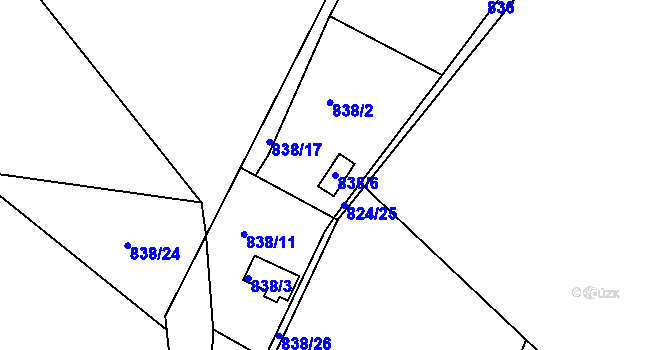 Parcela st. 838/6 v KÚ Křemže, Katastrální mapa