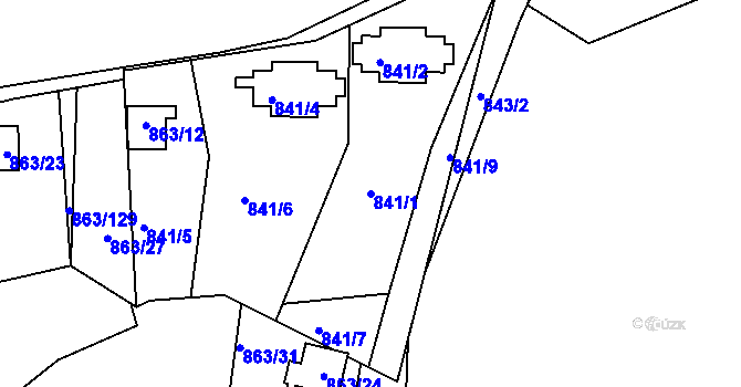 Parcela st. 841/1 v KÚ Křemže, Katastrální mapa