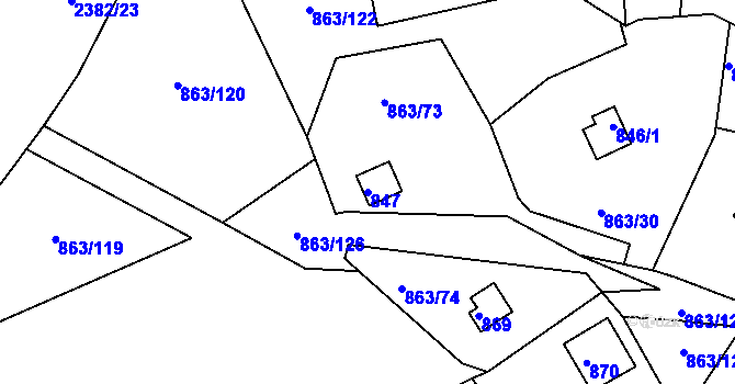 Parcela st. 847 v KÚ Křemže, Katastrální mapa