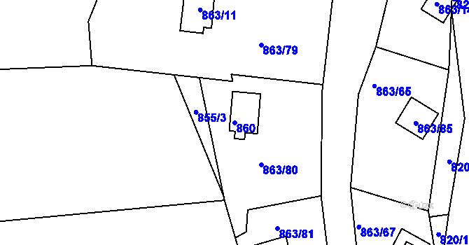 Parcela st. 860 v KÚ Křemže, Katastrální mapa