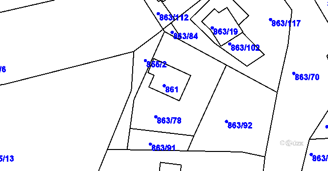 Parcela st. 861 v KÚ Křemže, Katastrální mapa