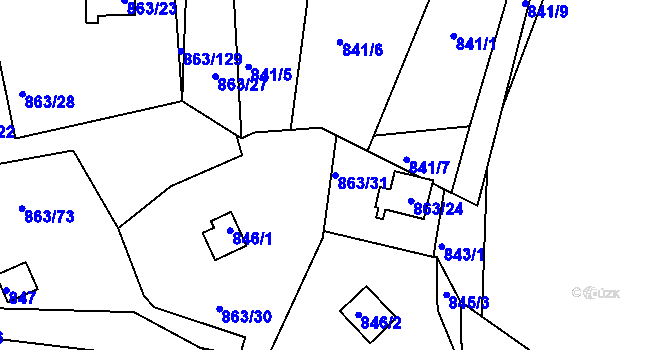 Parcela st. 863/31 v KÚ Křemže, Katastrální mapa