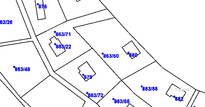 Parcela st. 863/50 v KÚ Křemže, Katastrální mapa