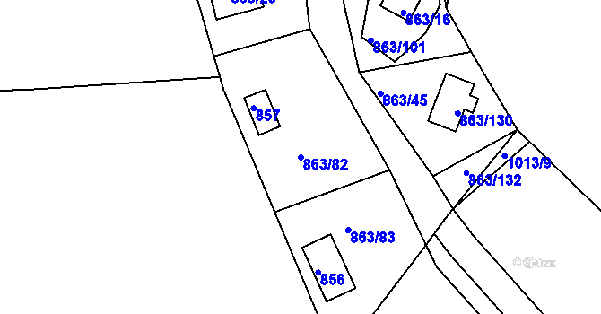 Parcela st. 863/82 v KÚ Křemže, Katastrální mapa