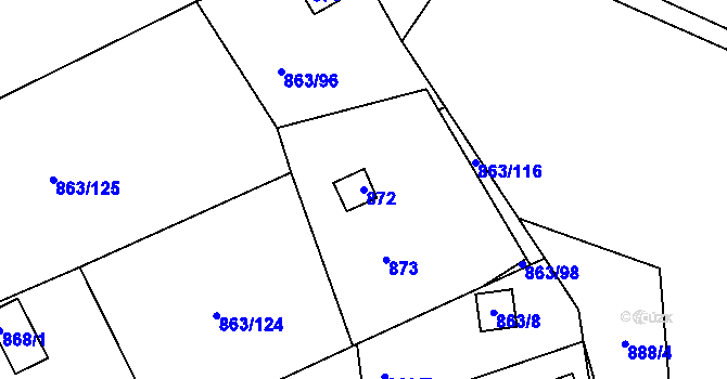 Parcela st. 872 v KÚ Křemže, Katastrální mapa