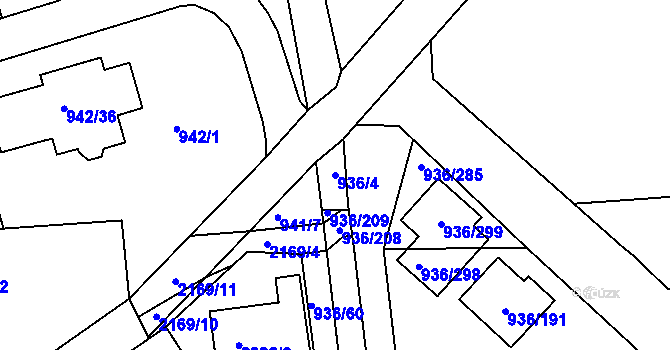 Parcela st. 936/4 v KÚ Křemže, Katastrální mapa