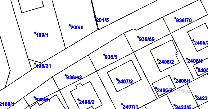 Parcela st. 936/5 v KÚ Křemže, Katastrální mapa