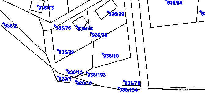 Parcela st. 936/10 v KÚ Křemže, Katastrální mapa