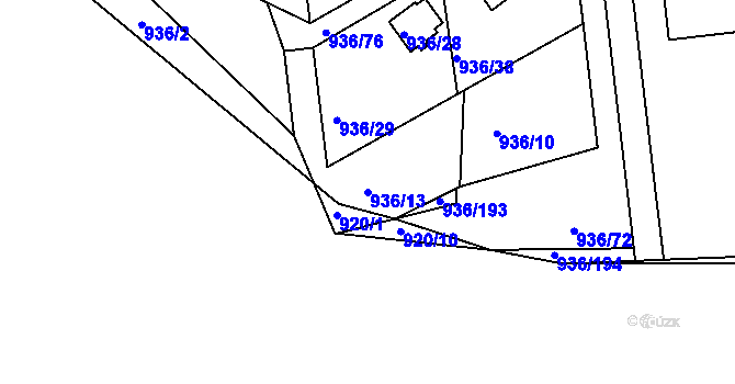 Parcela st. 936/13 v KÚ Křemže, Katastrální mapa