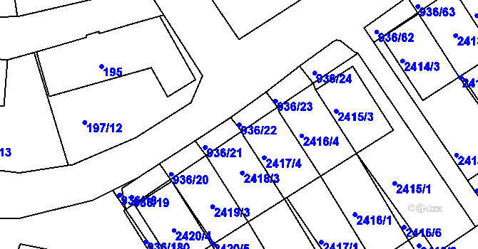 Parcela st. 936/22 v KÚ Křemže, Katastrální mapa