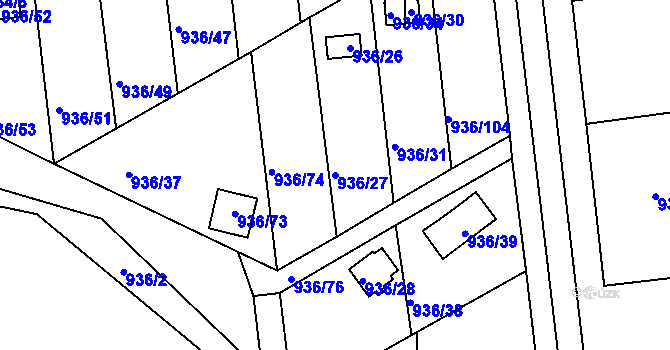 Parcela st. 936/27 v KÚ Křemže, Katastrální mapa