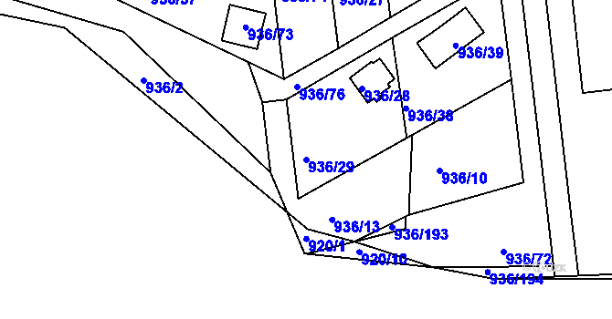 Parcela st. 936/29 v KÚ Křemže, Katastrální mapa
