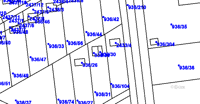 Parcela st. 936/30 v KÚ Křemže, Katastrální mapa