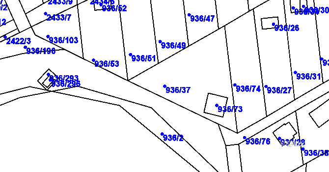Parcela st. 936/37 v KÚ Křemže, Katastrální mapa