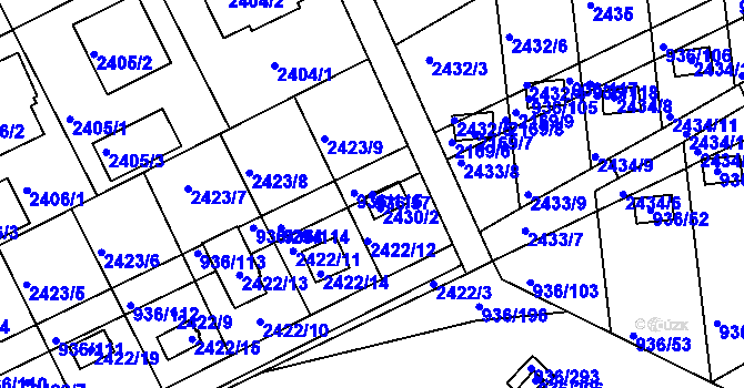 Parcela st. 936/57 v KÚ Křemže, Katastrální mapa