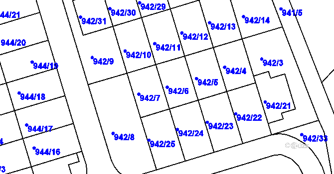 Parcela st. 942/6 v KÚ Křemže, Katastrální mapa