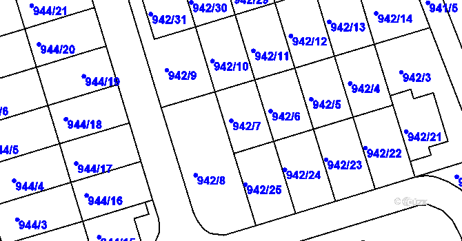Parcela st. 942/7 v KÚ Křemže, Katastrální mapa