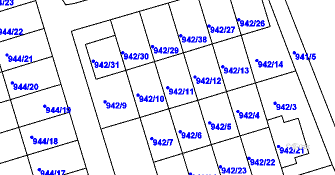 Parcela st. 942/11 v KÚ Křemže, Katastrální mapa
