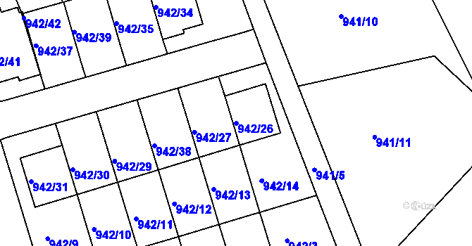 Parcela st. 942/26 v KÚ Křemže, Katastrální mapa