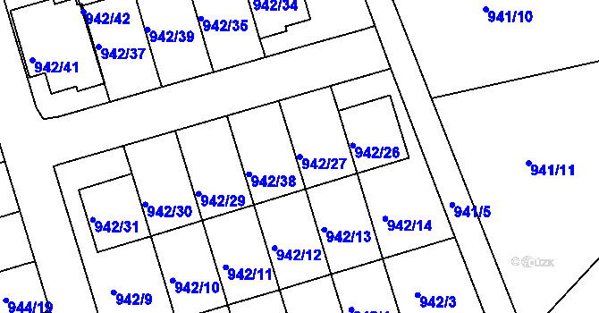 Parcela st. 942/27 v KÚ Křemže, Katastrální mapa