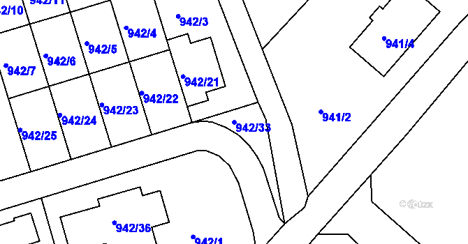 Parcela st. 942/33 v KÚ Křemže, Katastrální mapa