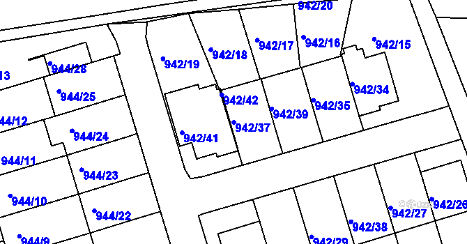 Parcela st. 942/37 v KÚ Křemže, Katastrální mapa