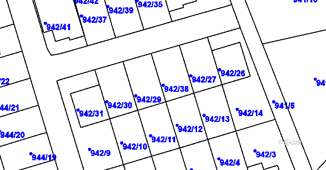 Parcela st. 942/38 v KÚ Křemže, Katastrální mapa