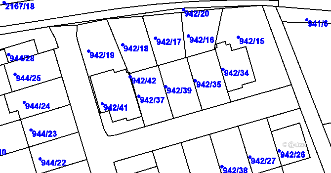 Parcela st. 942/39 v KÚ Křemže, Katastrální mapa