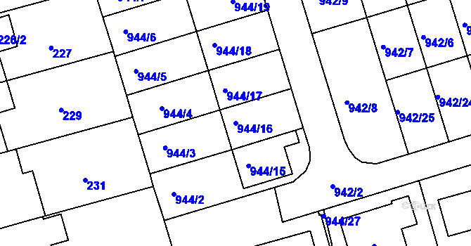 Parcela st. 944/16 v KÚ Křemže, Katastrální mapa