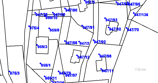 Parcela st. 947/2 v KÚ Křemže, Katastrální mapa