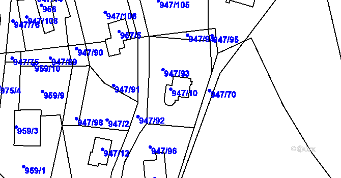 Parcela st. 947/10 v KÚ Křemže, Katastrální mapa