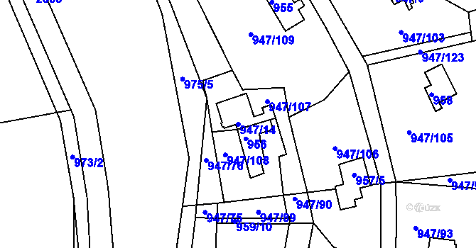 Parcela st. 947/14 v KÚ Křemže, Katastrální mapa