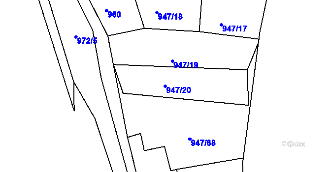 Parcela st. 947/20 v KÚ Křemže, Katastrální mapa