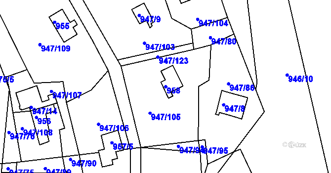 Parcela st. 958 v KÚ Křemže, Katastrální mapa