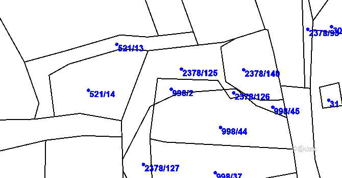 Parcela st. 998/2 v KÚ Křemže, Katastrální mapa