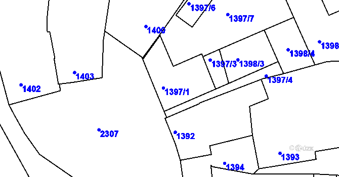 Parcela st. 1397 v KÚ Křemže, Katastrální mapa