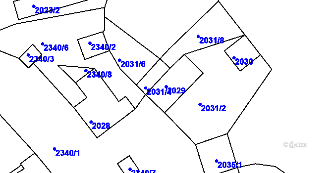 Parcela st. 2029 v KÚ Křemže, Katastrální mapa