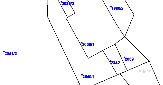 Parcela st. 2036/1 v KÚ Křemže, Katastrální mapa