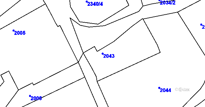 Parcela st. 2043 v KÚ Křemže, Katastrální mapa