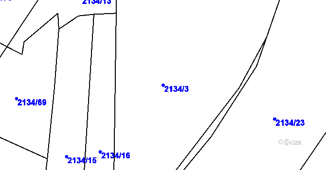 Parcela st. 2134/3 v KÚ Křemže, Katastrální mapa