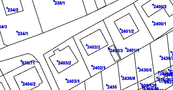 Parcela st. 2402/2 v KÚ Křemže, Katastrální mapa