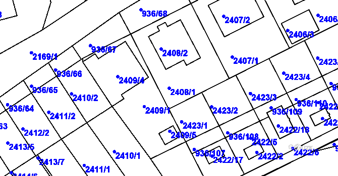 Parcela st. 2408/1 v KÚ Křemže, Katastrální mapa