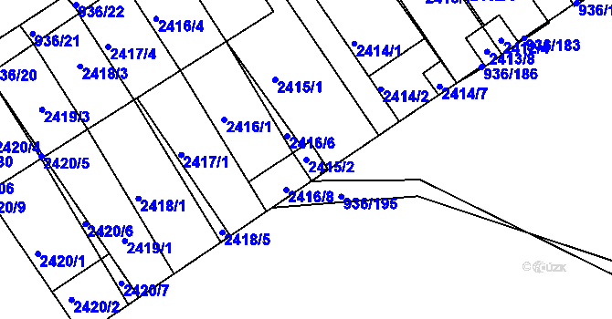 Parcela st. 2415/2 v KÚ Křemže, Katastrální mapa