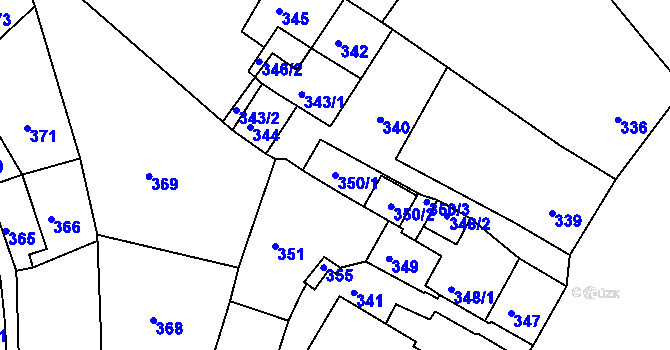 Parcela st. 350/1 v KÚ Křemže, Katastrální mapa